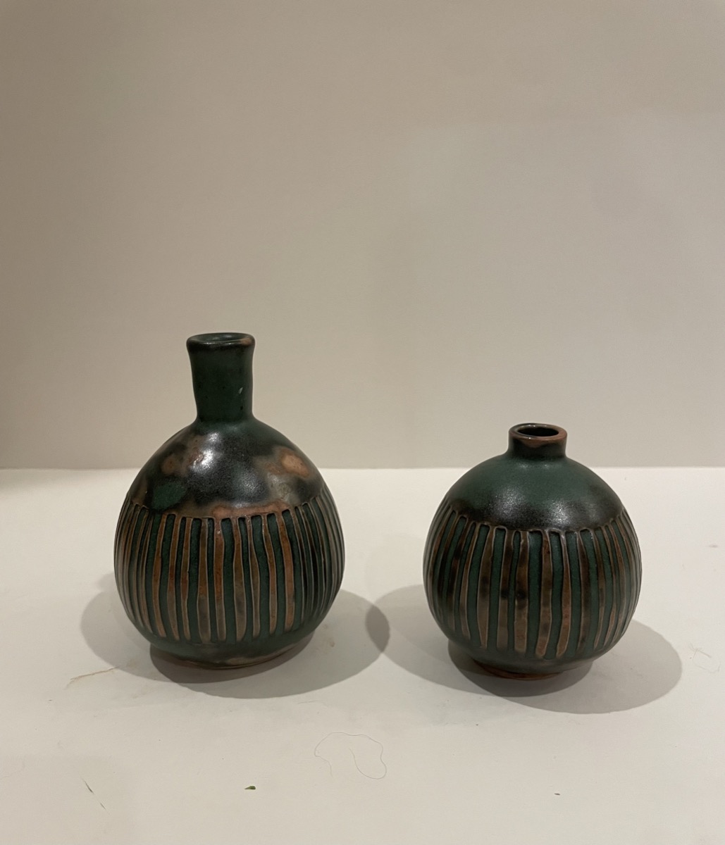 Small Base, Matte Green (Carved)